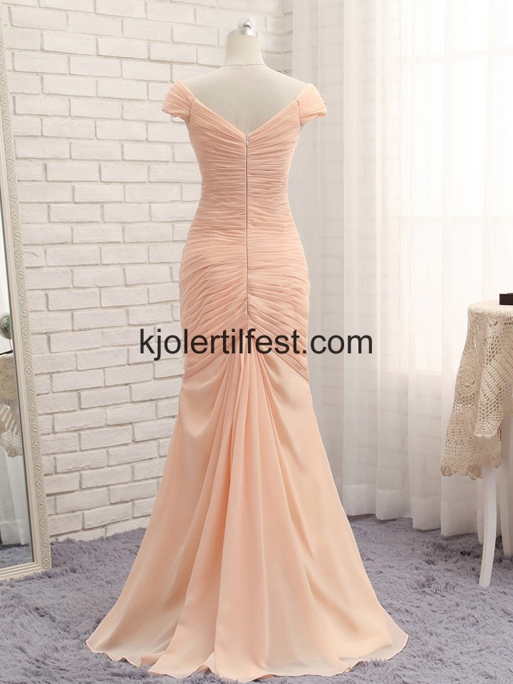 Champagne Havfrue Lange Chiffon Ballkjoler