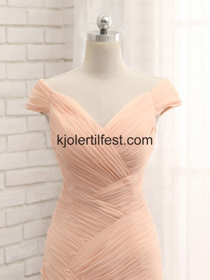 Champagne Havfrue Lange Chiffon Ballkjoler