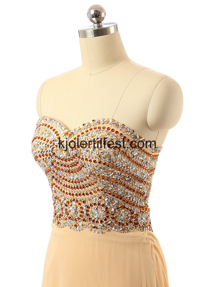Champagne Kjreste Perler Chiffon Ballkjoler