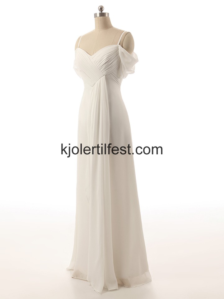 Elfenben A-Linje Stropper Chiffon Selskapskjoler