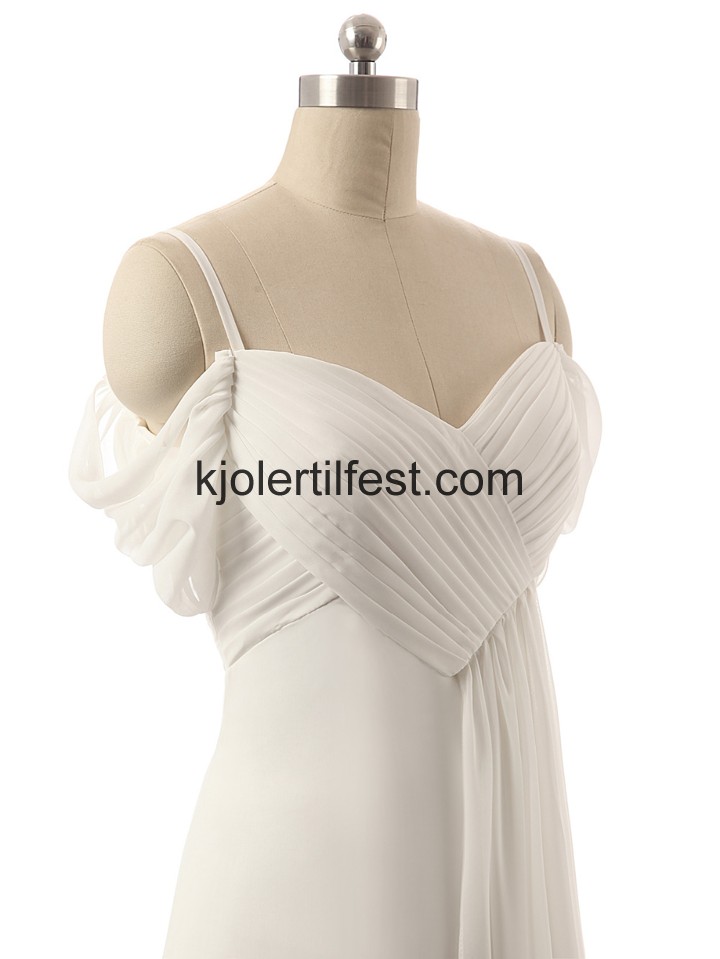 Elfenben A-Linje Stropper Chiffon Selskapskjoler