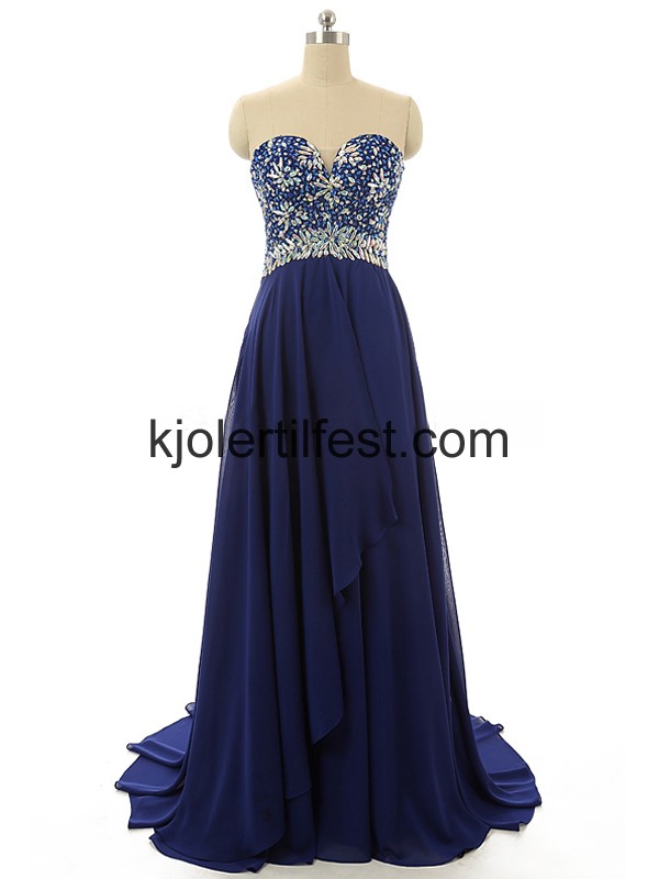 Mrk Kongebl Kjreste Rhinestones Chiffon Selskapskjoler