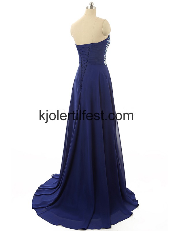 Mrk Kongebl Kjreste Rhinestones Chiffon Selskapskjoler