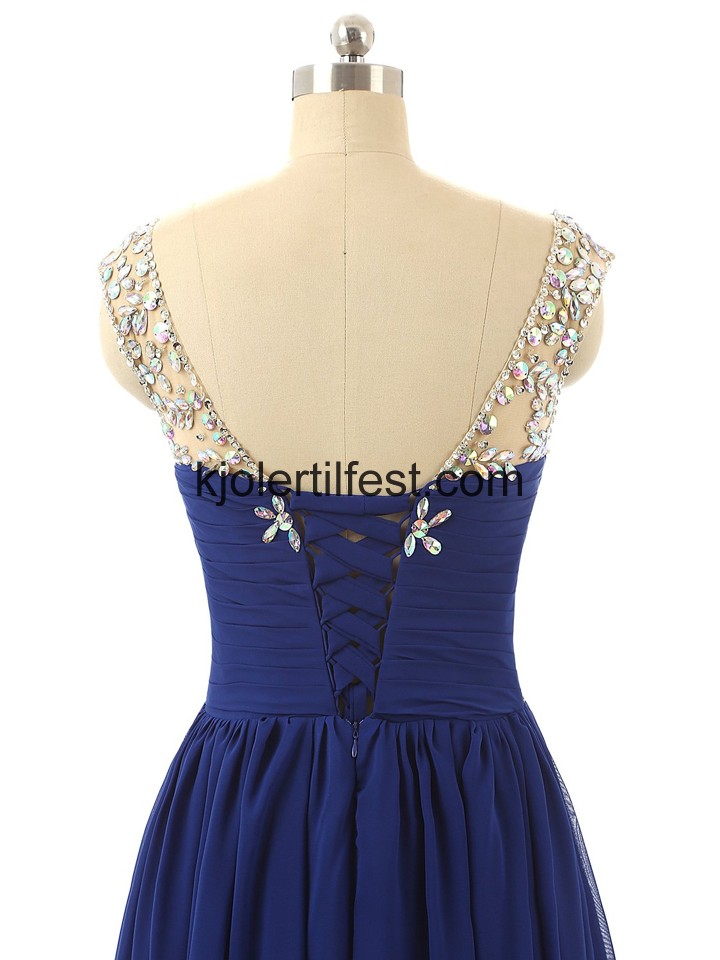 Lange Kjreste Mrk Kongebl Chiffon Ballkjoler