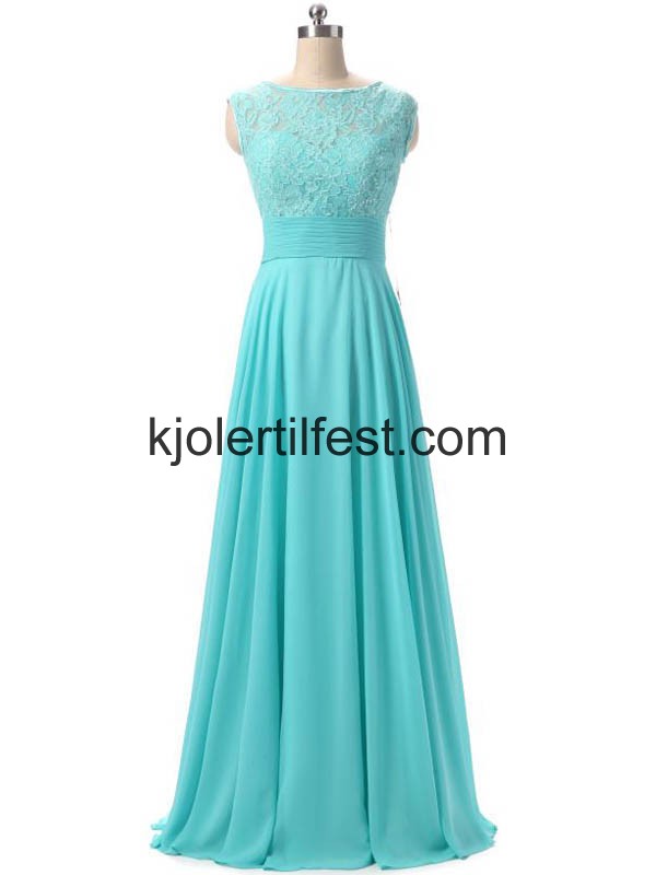 Bl Lange Scoop A-Linje Chiffon Selskapskjoler