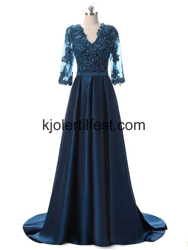 Lange V-hals Mrk Navy Selskapskjoler