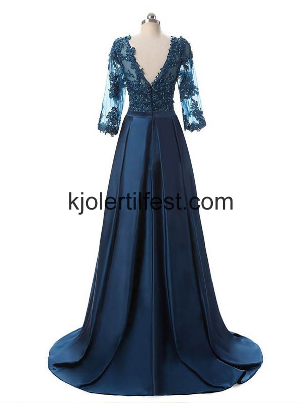 Lange V-hals Mrk Navy Selskapskjoler