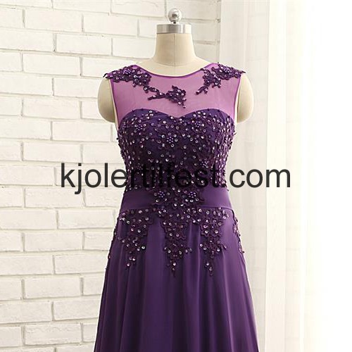 Lilla Perler Lange Chiffon Selskapskjoler