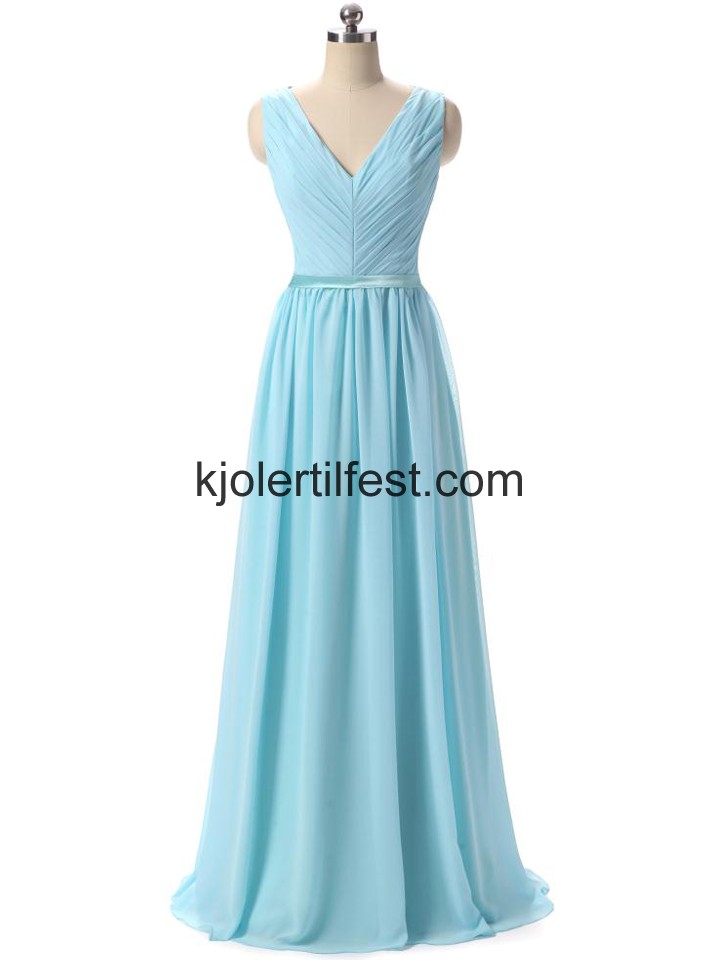 Bl V-hals Lange A-Linje Chiffon Brudepikekjoler