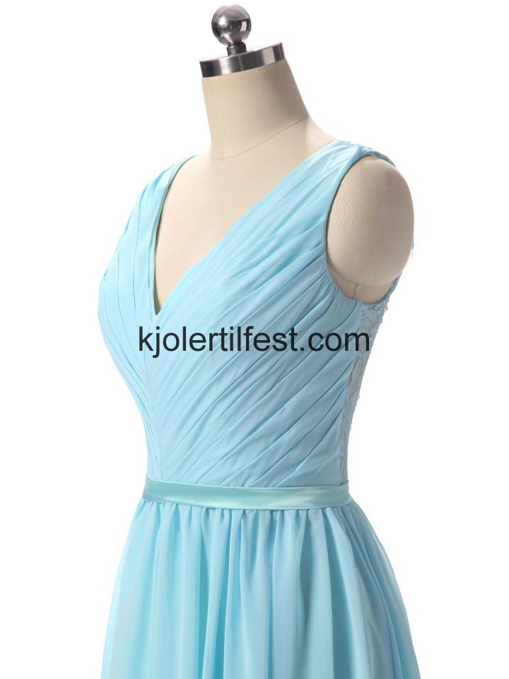Bl V-hals Lange A-Linje Chiffon Brudepikekjoler