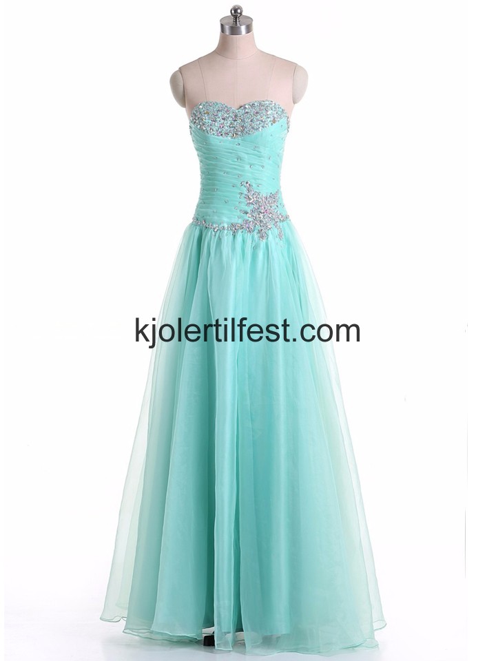 Mint Lange Perler Chiffon Selskapskjoler