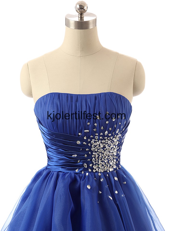 Mrk Kongebl Perler A-Linje Organza Ballkjoler