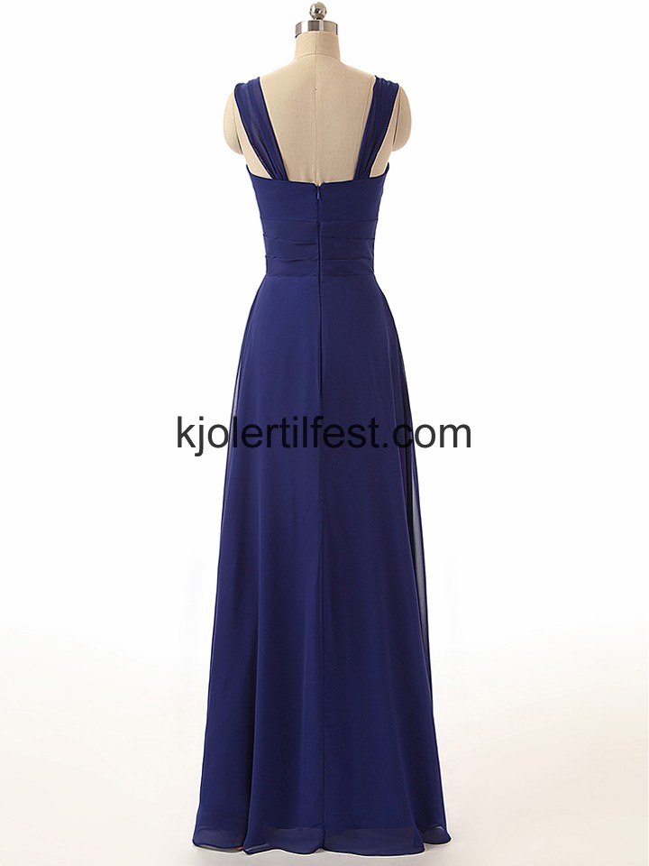 Mrk Kongebl Stropper Lange Chiffon Selskapskjoler
