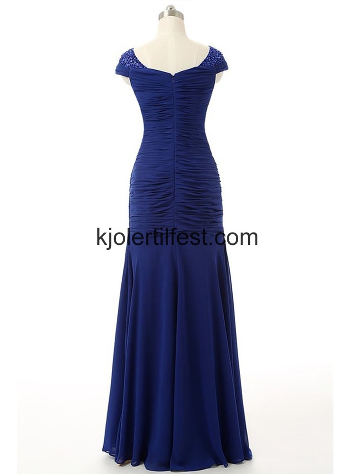 Mrk Kongebl V-hals Havfrue Chiffon Ballkjoler