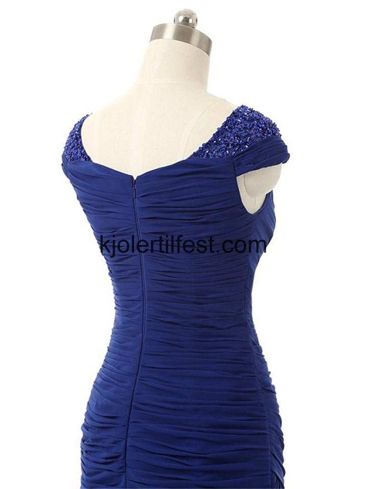 Mrk Kongebl V-hals Havfrue Chiffon Selskapskjoler