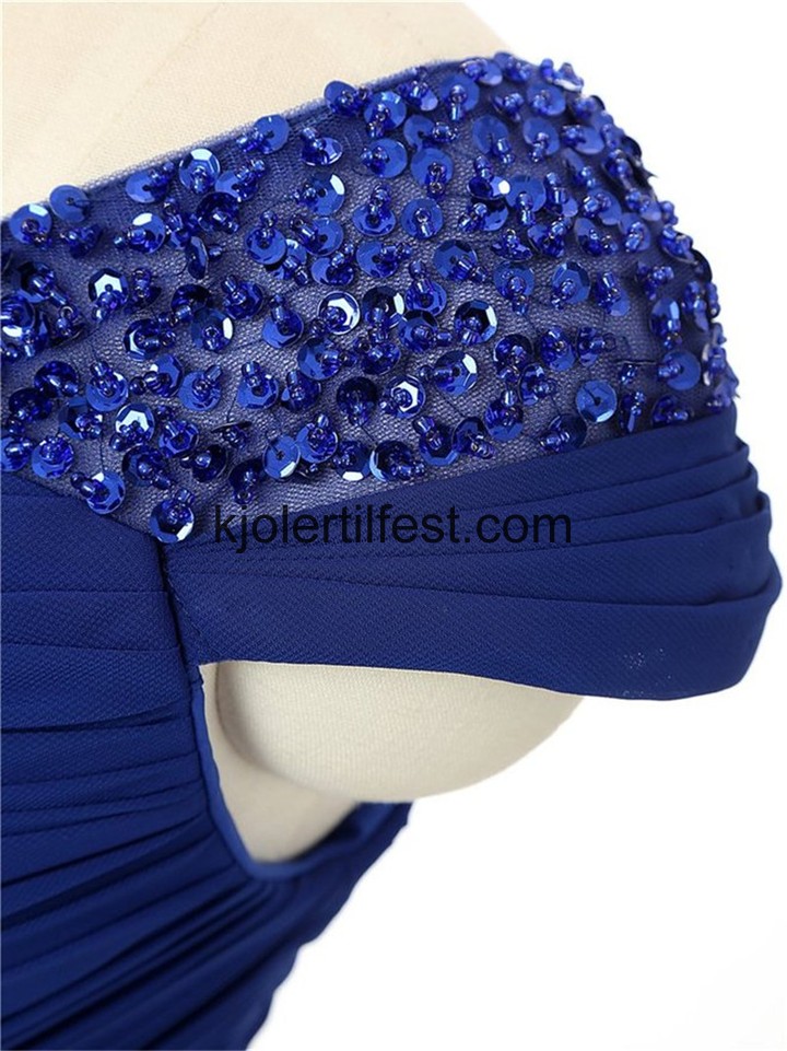 Mrk Kongebl V-hals Havfrue Chiffon Selskapskjoler