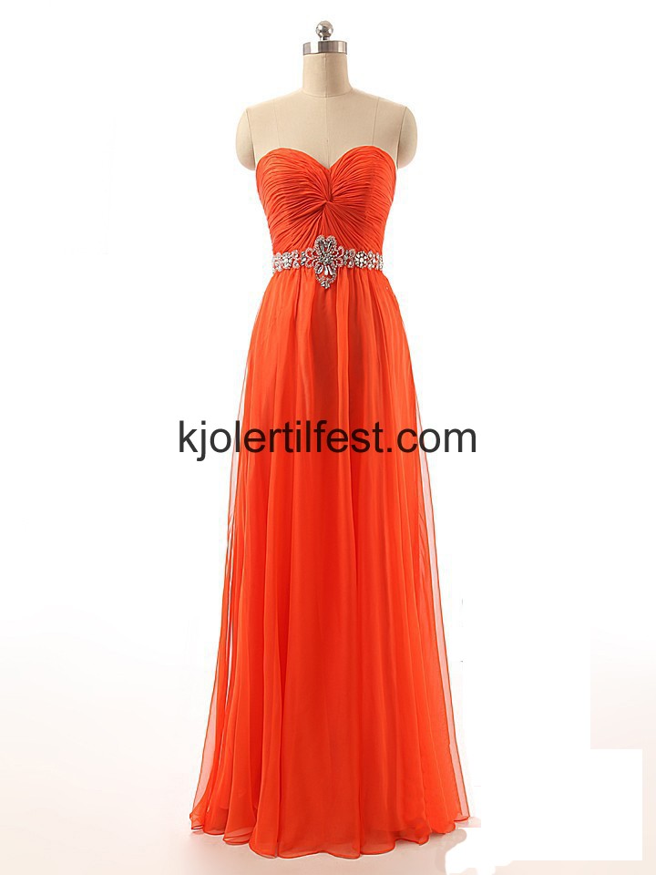 Oransje Rd Kjreste Perler Chiffon Selskapskjoler