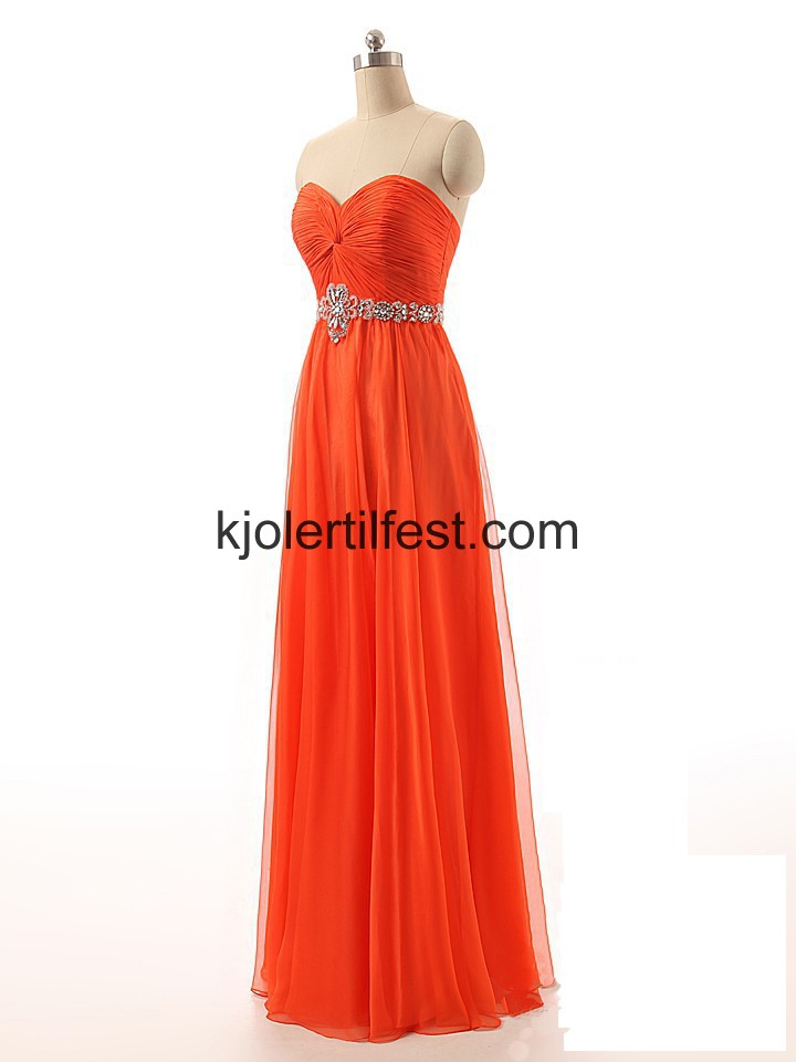Oransje Rd Kjreste Perler Chiffon Selskapskjoler