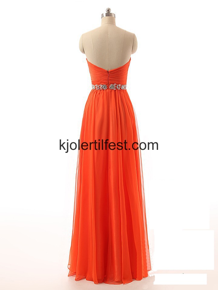 Oransje Rd Kjreste Perler Chiffon Selskapskjoler