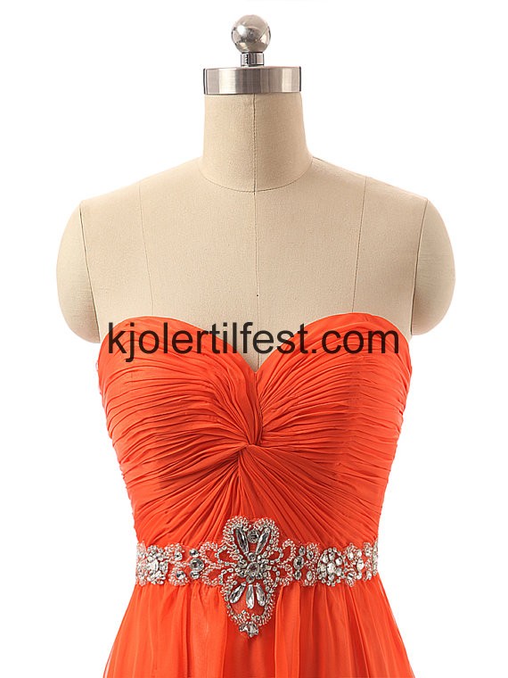 Oransje Rd Kjreste Perler Chiffon Selskapskjoler