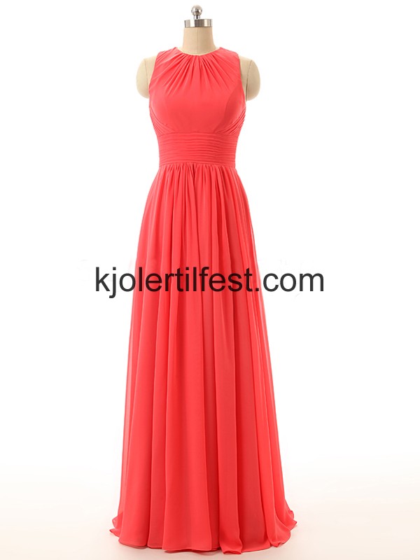 Rd Lange A-Linje Chiffon Selskapskjoler