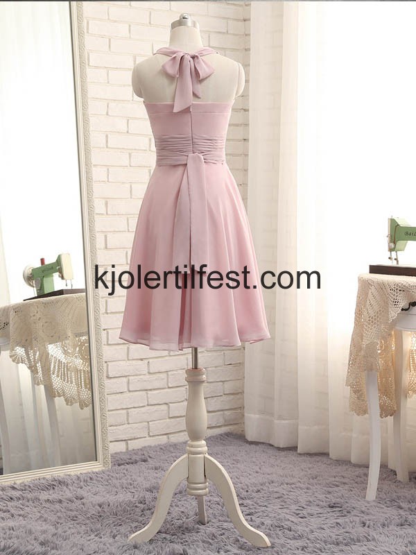 Rosa Stoppet Chiffon Brudepikekjoler