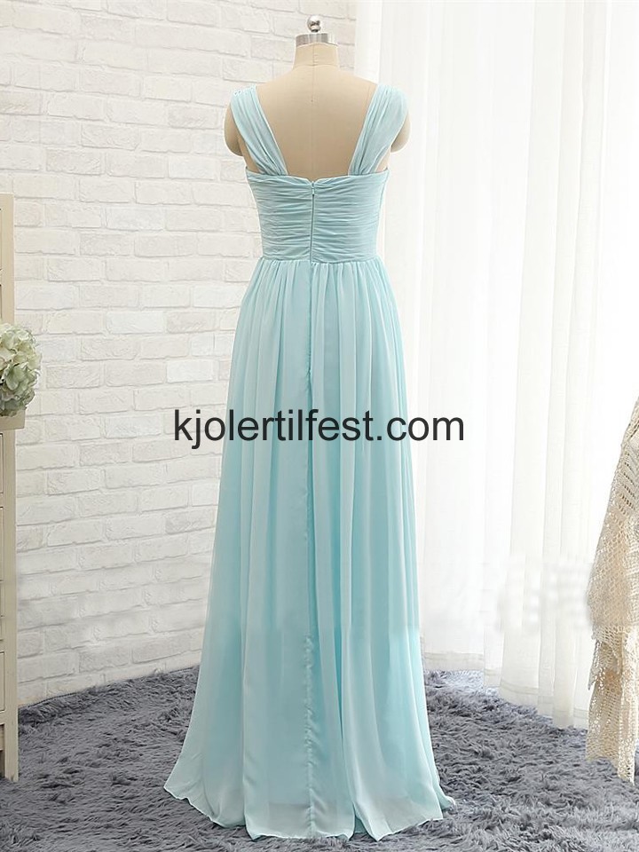 Himmelbl Scoop Lange Chiffon Ballkjoler