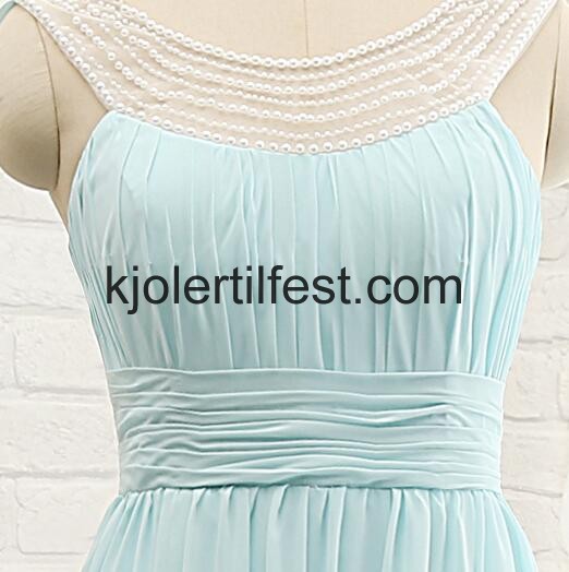Himmelbl Scoop Lange Chiffon Ballkjoler