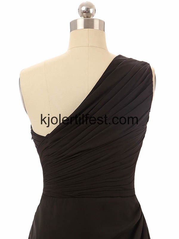 Svart En-Skulder Chiffon Brudepikekjoler