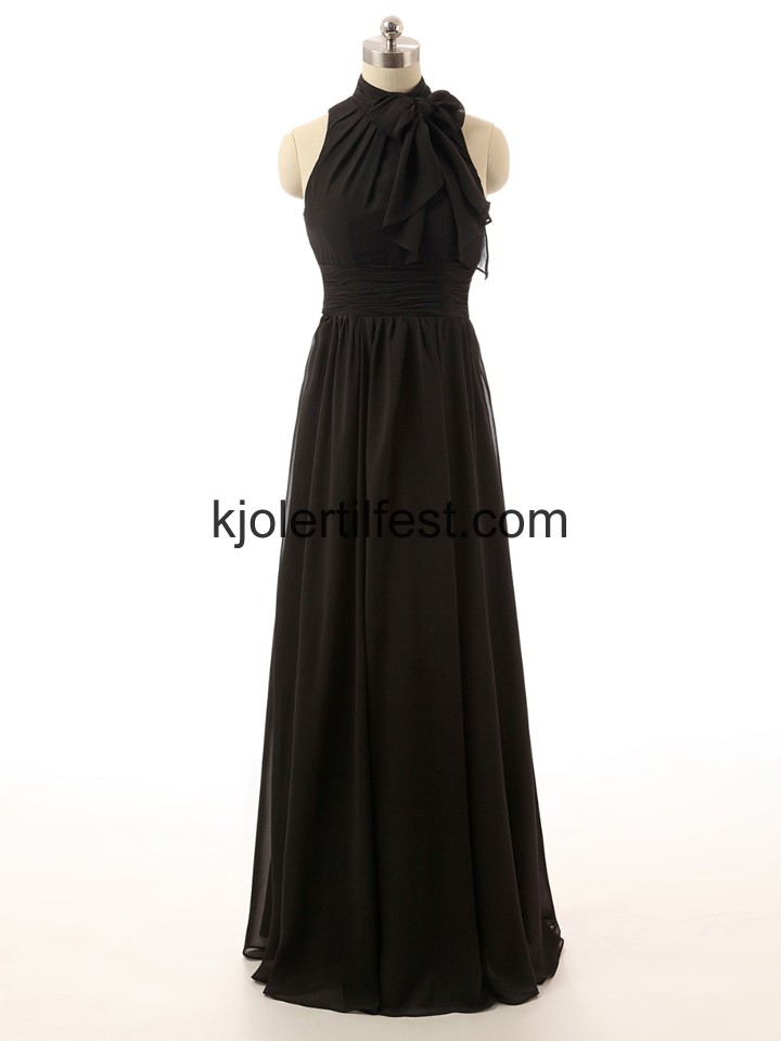 Svart Hy-hals Lange Chiffon Selskapskjoler