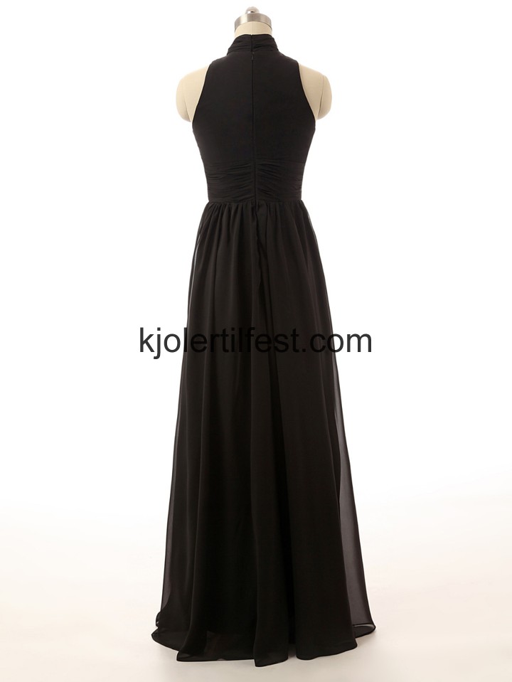 Svart Hy-hals Lange Chiffon Selskapskjoler