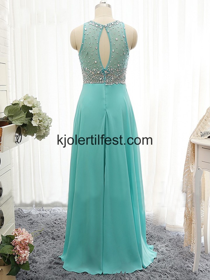 Turkis Scoop Lange Chiffon Ballkjoler