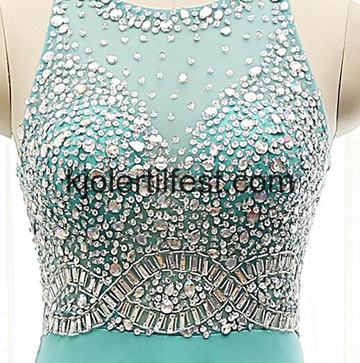 Turkis Scoop Lange Chiffon Ballkjoler