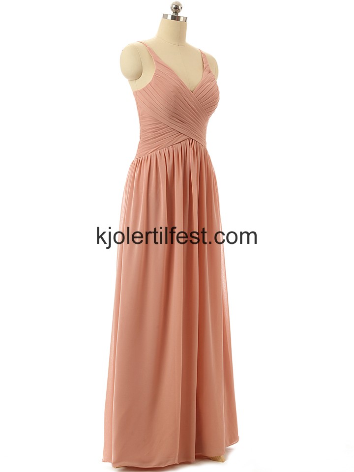 V-hals Gulvlengde Chiffon Brudepikekjoler