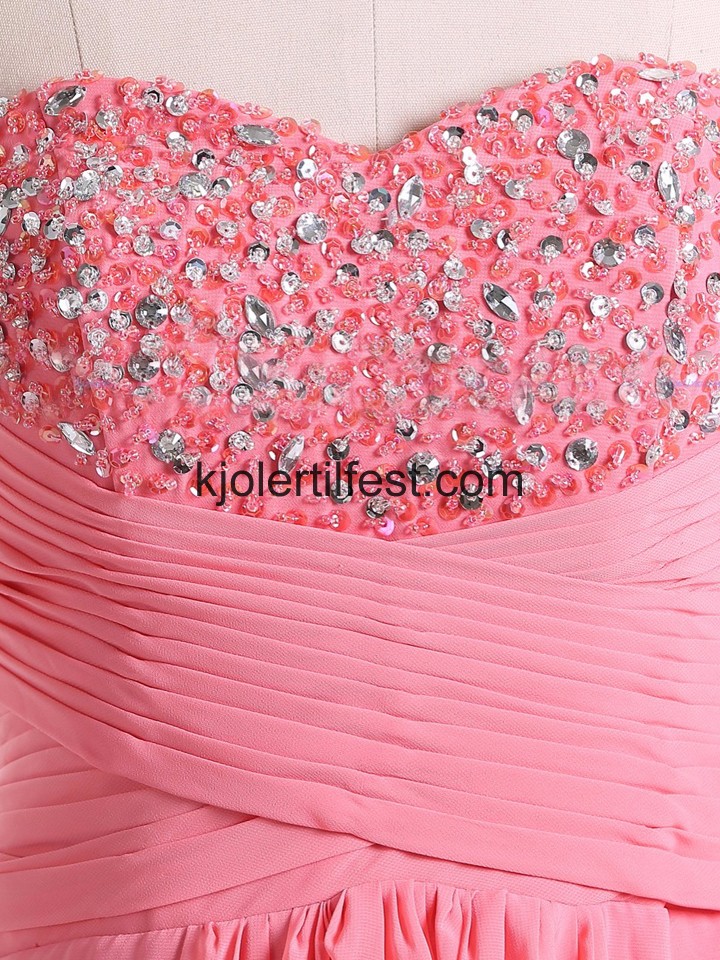 Vannmelon Perler Gulvlengde Chiffon Ballkjoler