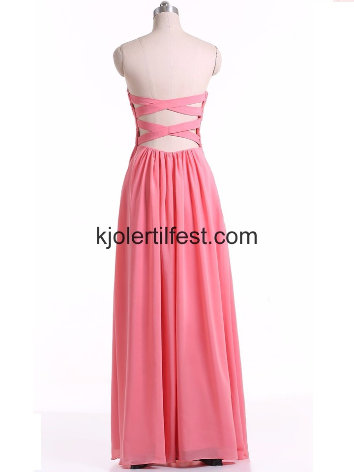 Vannmelon Perler Gulvlengde Chiffon Selskapskjoler