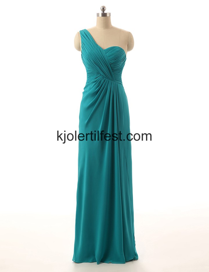 En-Skulder A-Linje Lange Bl Chiffon Selskapskjoler