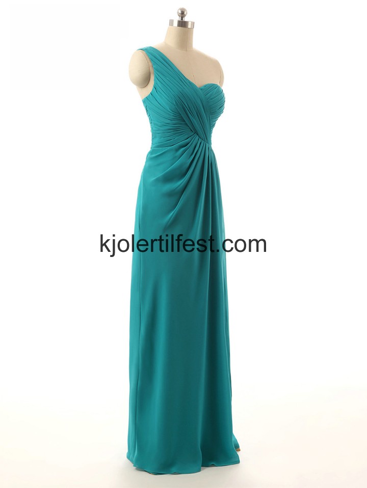 En-Skulder A-Linje Lange Bl Chiffon Selskapskjoler