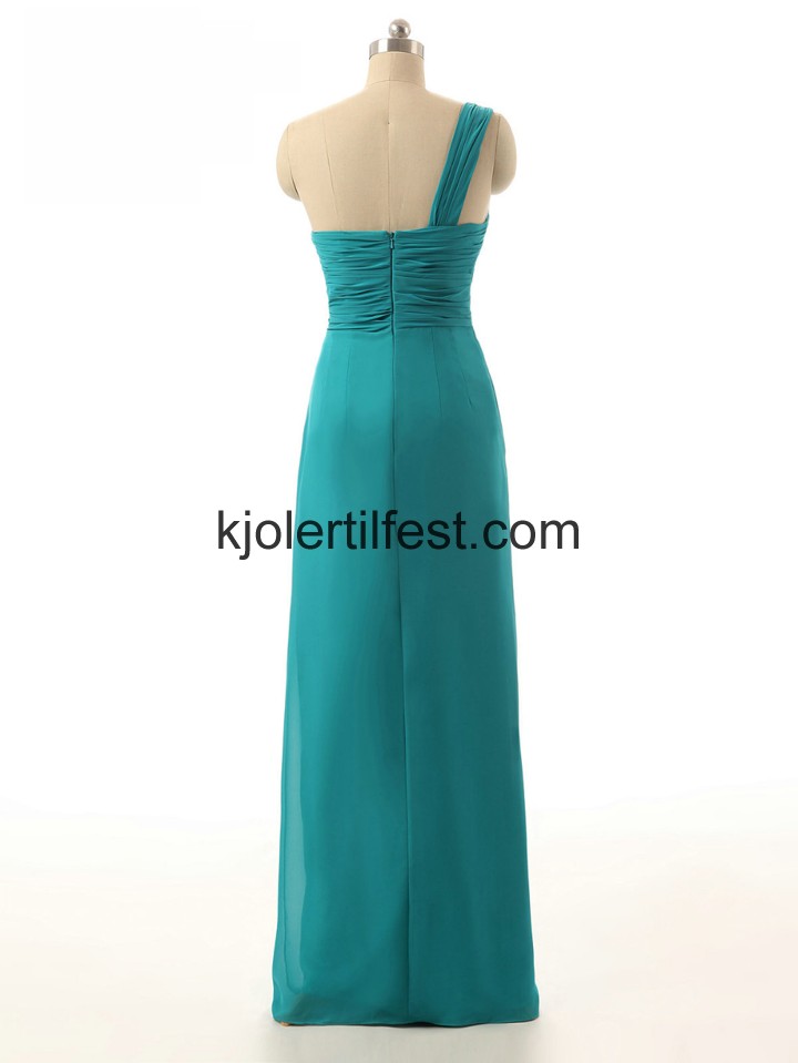 En-Skulder A-Linje Lange Bl Chiffon Selskapskjoler