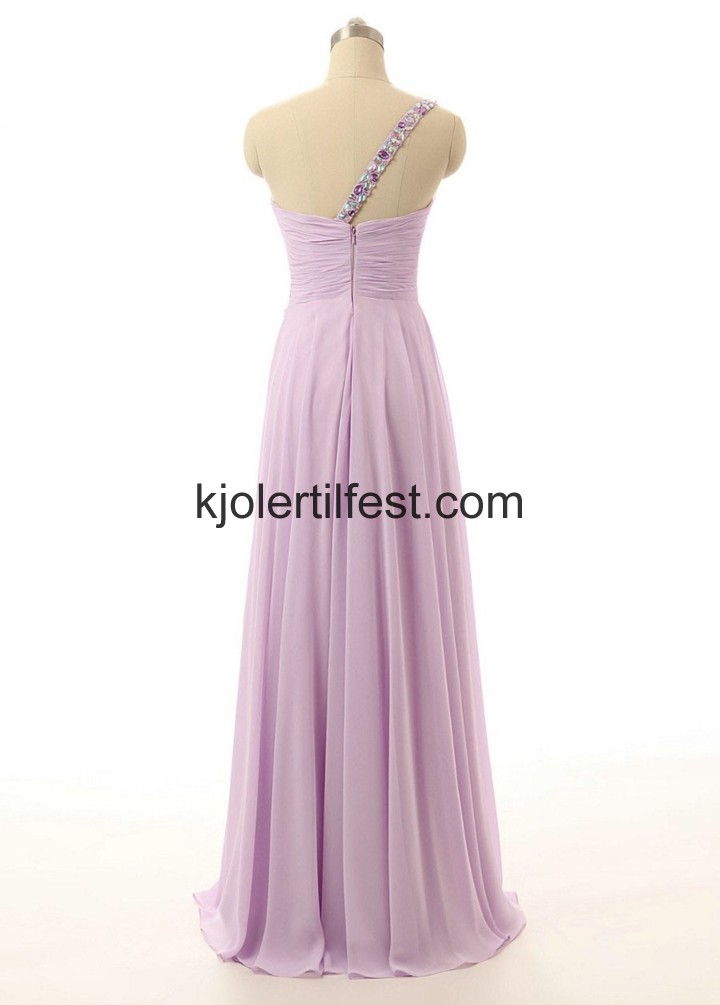 En-Skulder Gulvlengde Syrin Chiffon Ballkjoler