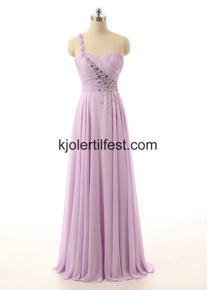En-Skulder Gulvlengde Syrin Chiffon Selskapskjoler