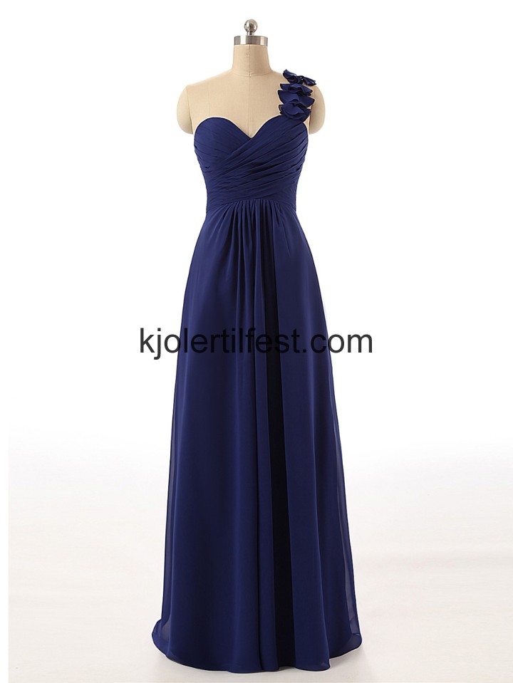 En-Skulder Kjreste Lange Bl Chiffon Ballkjoler