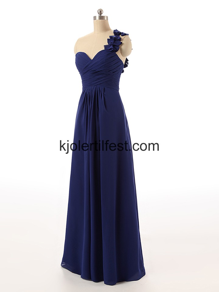 En-Skulder Kjreste Lange Bl Chiffon Ballkjoler