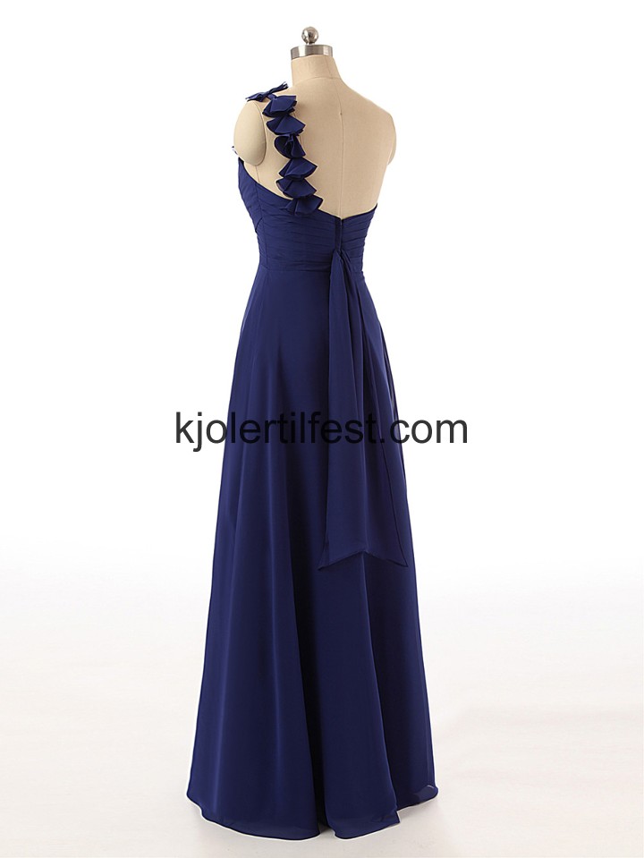 En-Skulder Kjreste Lange Bl Chiffon Ballkjoler