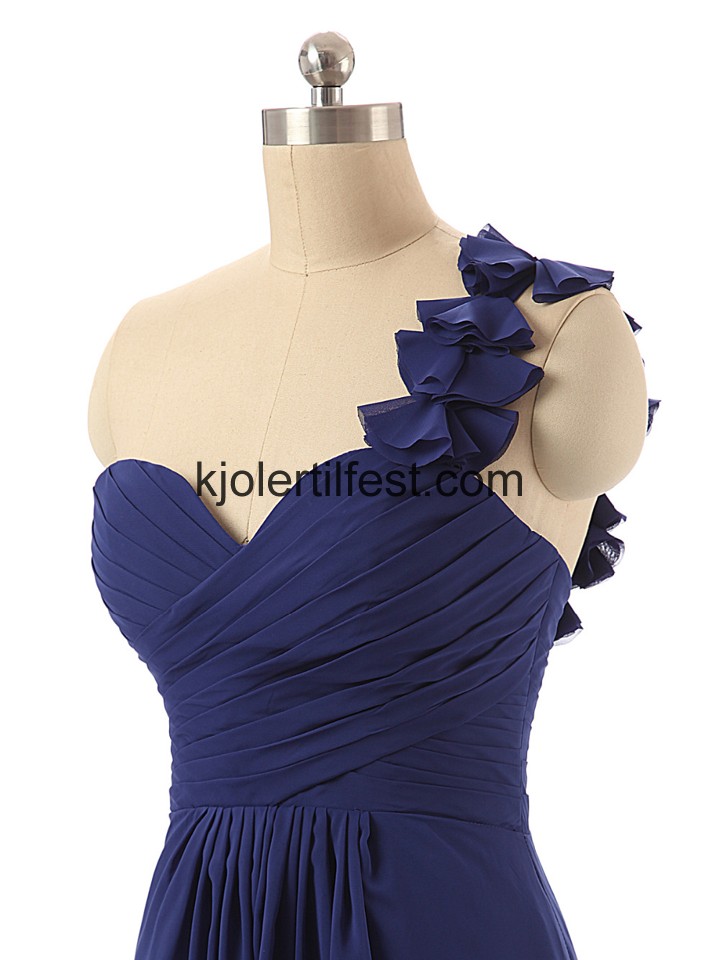 En-Skulder Kjreste Lange Bl Chiffon Ballkjoler