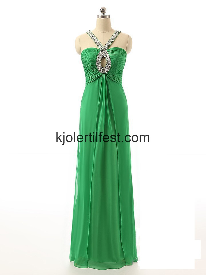 Grnn Krystalls Rhinestones Lange Ballkjoler
