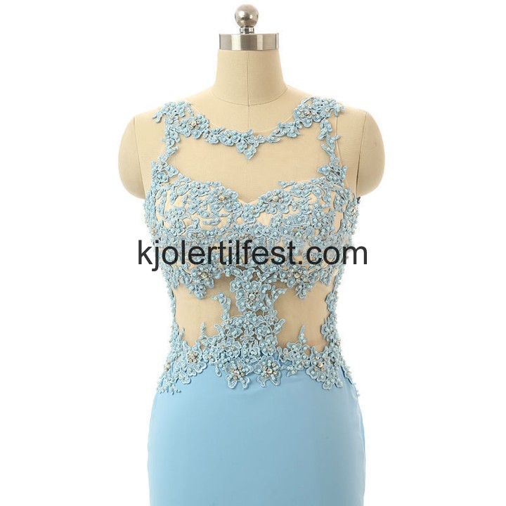 Lys Bl Scoop Lange Chiffon Selskapskjoler