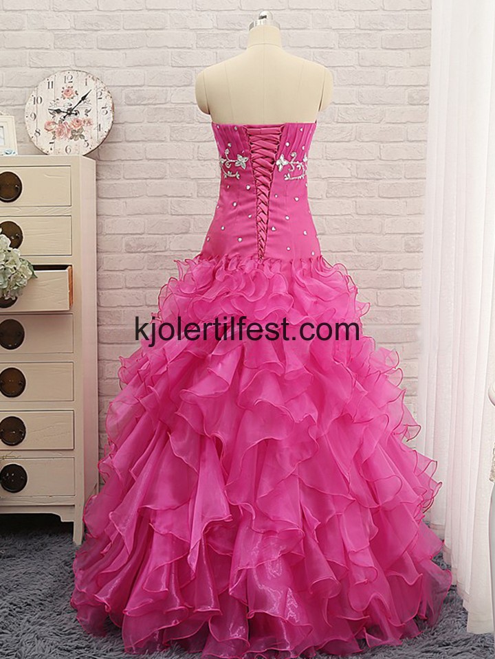 Fuksia Kjreste Skoleball Organza Quinceanera Kjoler