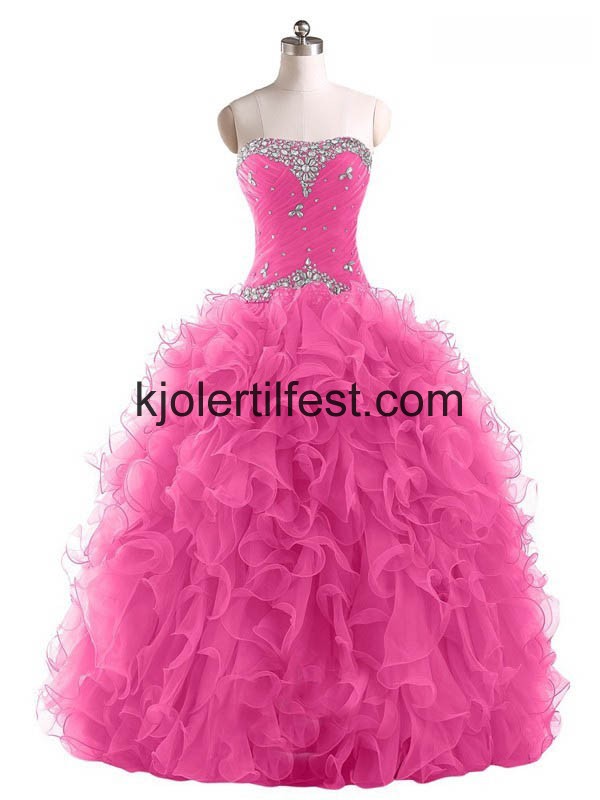 Fuksia Kjreste Stroppels Organza Quinceanera Kjoler