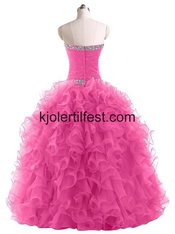 Fuksia Kjreste Stroppels Organza Quinceanera Kjoler